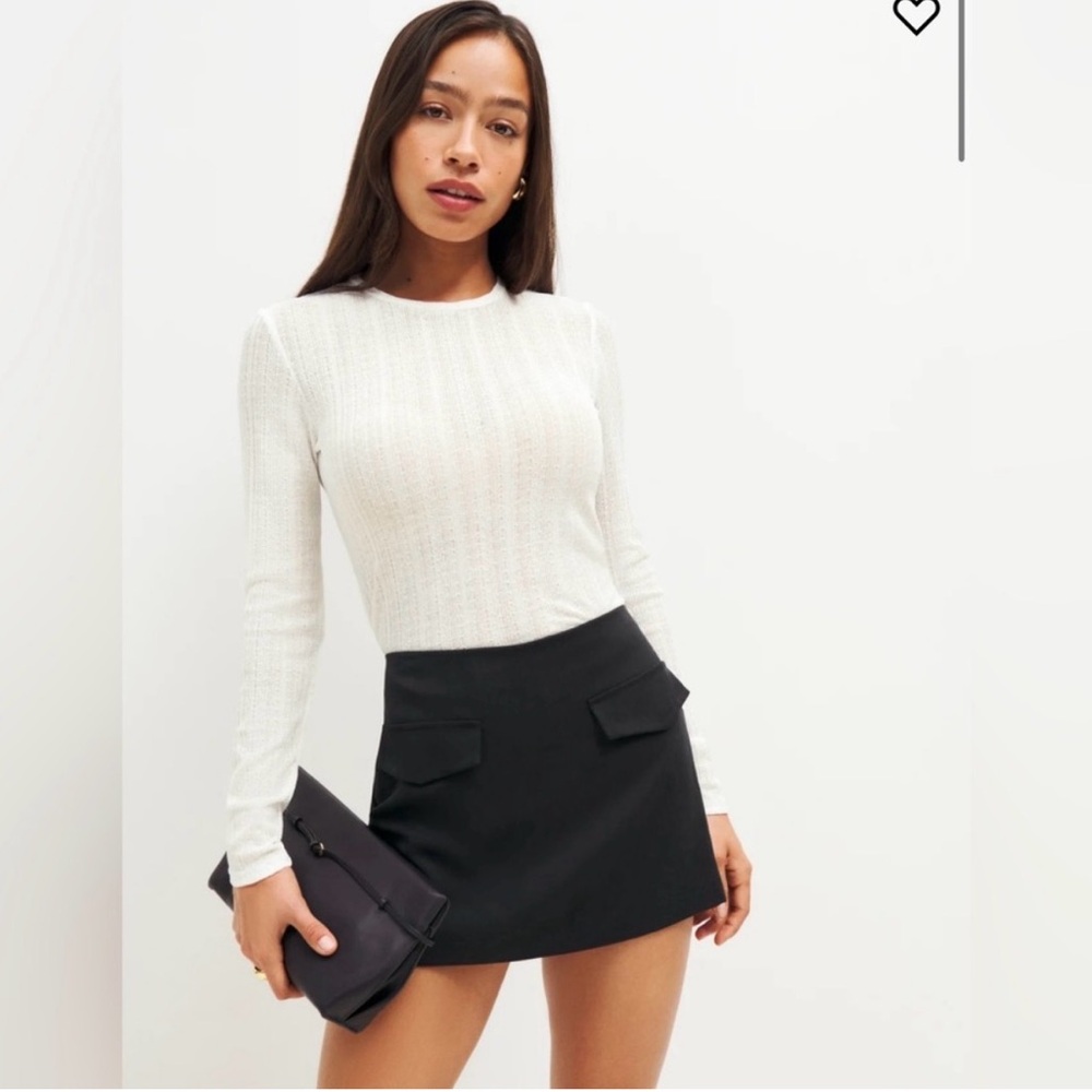 New Reformation Ashley Knit Cream Top Medium